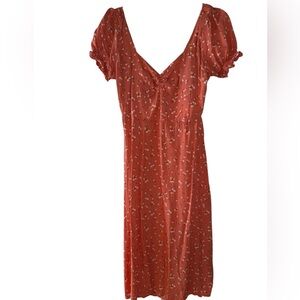 Billabong Red and Orange Ruffled Midi Sundress